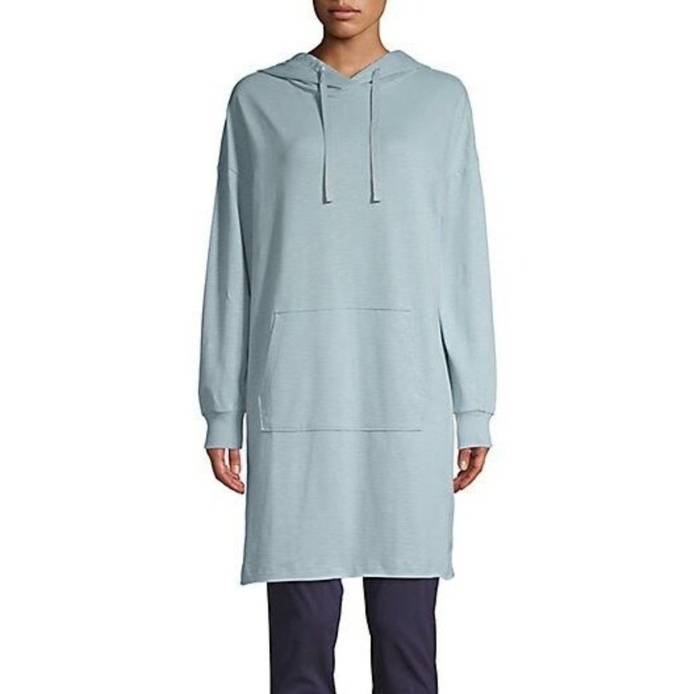 CORE Life Dropped-Shoulder Cotton-Blend Hooded Dress X-Small Tourmaline Sweater